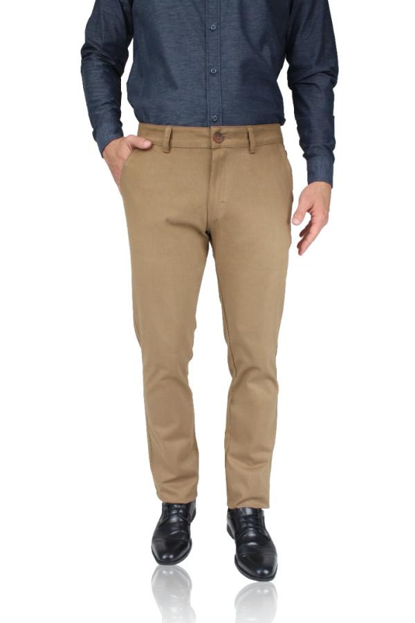 Pantalón De Vestir Camel Slim Fit De Algodón Stretch Para Hombre